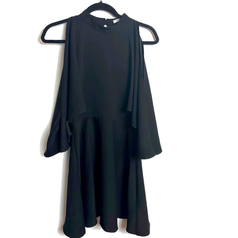 Finders Keepers Black Cocktail Dress w Split Cape Sleeves Sz S